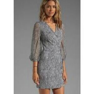 Diane Von Furstenberg Elegant Black and White Wrap Dress